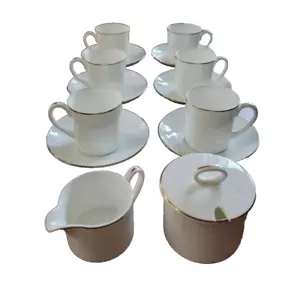 WEDGWOOD Formal Gold Set of 6 Cups & Saucers, Creamer & Lidded Sugar Bowl - Picture 1 of 4