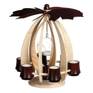 Schwebepyramide Mahagoni mit Glaskugel BxHxT 33,5x37x33,5cm NEU Pyramide Schwebe - Bild 1 von 1