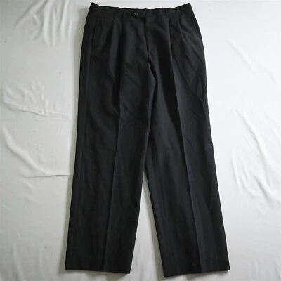 Pantalones de vestir para hombre Hart Schaffner Marx 34x30 grises a cuadros Glenn plisados de lana Foto 1 de 4