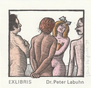 Exlibris - EGBERT HERFURTH - For Peter Labuhn - Judgment of Paris - 1997 Signed - Imagen 1 de 2