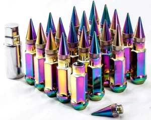 AodHan XT92 12X1.25 Cold Steel Spiked Lug Nut(92mm Neo Chrome Set of 20pc w/Key) - Picture 1 of 3