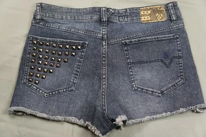 Volcom 'Stix' High Rise Stud Embellished Cutoff Denim Skate Shorts. Size 7, GUC! - Picture 1 of 5