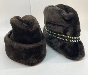 UNITED HATTERS Winter Faux Fur 2- Hats w Ear Flaps Lined Medium Vintage TWO HATS - Picture 1 of 9