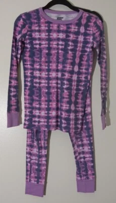 Lands' End Girl's Pink Multi Color Tie Dye Pajama 2 Piece Set, Size 12. - Image 1 of 4