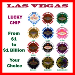 LAS VEGAS magnetischer Souvenir Lucky Chip Ihrer Wahl $ 1 bis $ 1 Milliarde kein Barwert - Bild 1 von 28