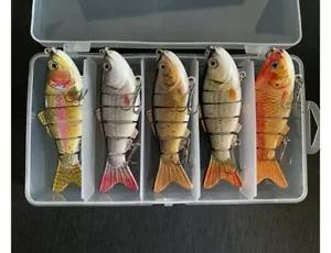 Lifelike swimbait crankbait fishing lures 5 pack lot tackle box multi jointed - Picture 1 of 12