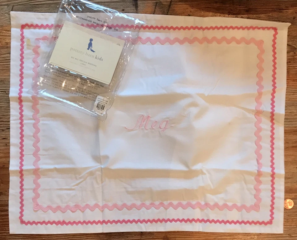 NWT Pottery Barn Kids Pillow Embroidered Pink Monogram 💕 Meg or Crystal - Image 1 of 4