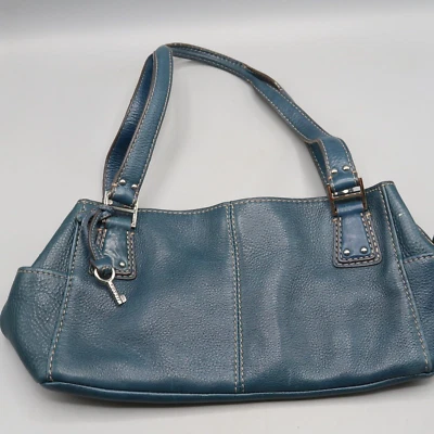 Leather Crossbody Shoulder Bag FOSSIL Green Blue Purse - Image 1 of 4
