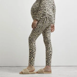 River Island Womens Maternity Leggings Beige Animal Print Cotton Blend Stretch - Picture 1 of 9