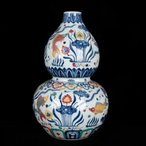 15.4" China old ming dynasty Porcelain xuande mark wucai cloud Dragon plum vase - Picture 1 of 8