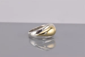 Anillo de plata de ley y oro de 14k con lágrima en forma de remolino banda sólida 925 talla: 8 - Imagen 1 de 8