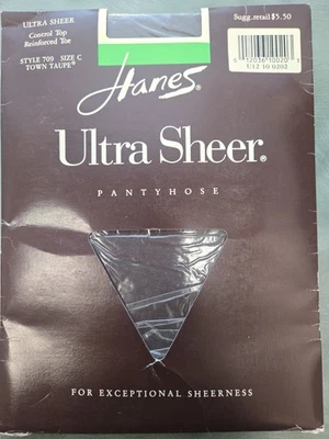 Vintage Hanes Ultra Sheer 709 Town Taupe C Pantyhose Control Top 1989 NOS USA! - Image 1 of 2