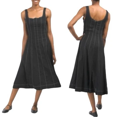 Christian Lacroix Black Linen Blend Sleeveless Midi Dress Size M - Image 1 of 4