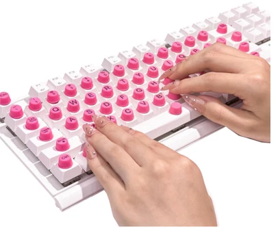 Pegatinas de teclado para uñas largas, adhesivo reutilizable, 64 piezas (rosa) Foto 1 de 4