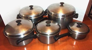 Vintage 10 pc Vollrath Lo-Heet Stainless Cookware Pan Set with Lids MADE IN USA - Picture 1 of 16