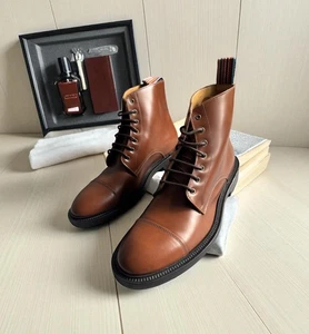 PAUL SMITH 🦓 Men’s Gorman Tan Leather Boots 🥾UK size8/ EU 42 Made in Italy New - Picture 1 of 17