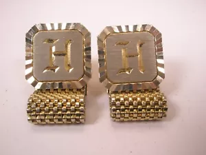B Monogram Initial Letter Wraparound Watchband Vintage Mesh SWANK Cuff Links - Picture 1 of 9