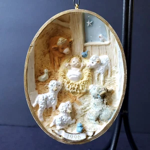 Hallmark Tague Nativity Christmas Ornament Welcome Him Baby Jesus Vintage 1996 - Picture 1 of 6