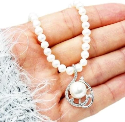 NUEVO Elegante Collar de Perlas Brillante Collar Plata de Ley 925 Foto 1 de 3