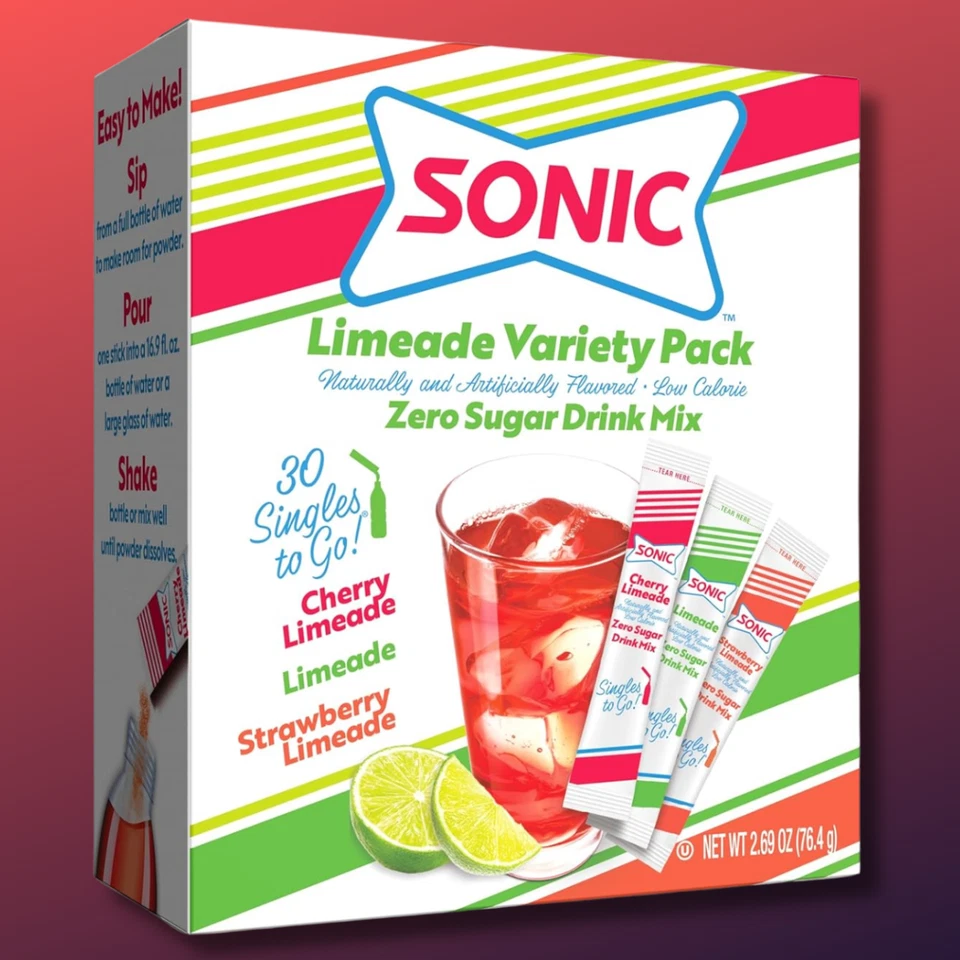Sonic Singles To Go Limeade Variety Pack, Waterton Powder Drink Mix, Incluye Foto 1 de 4