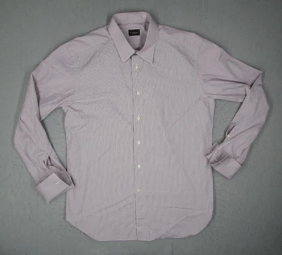 Camisa de vestir Ermenegildo Zegna para hombre 18 42 rayas rojas abotonadas puños Su Misura Foto 1 de 4