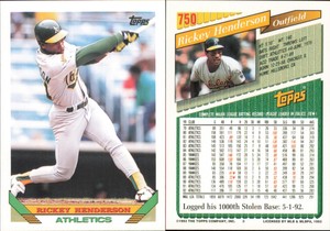 1993 Topps #750 Rickey Henderson - - Near Mint