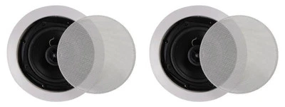 5.25" in ceiling Speakers Pair 5-1/4" wall mount white 8ohm 8" frame  2 NEW - Image 1 of 4