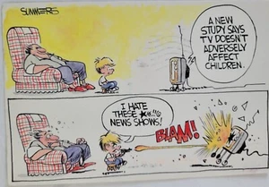 TV Violence & Children Political Cartoon Dana Summers Vintage Postcard 4X6 - Picture 1 of 2