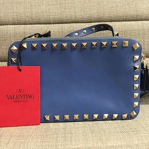 BNWT Auth Valentino Garavani 'Rockstud' Crossbody Bag Blue (includes Dust Bag) - Picture 1 of 6