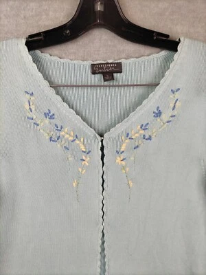 Classiques Entier женщин свитер L синий 100% шелк вышитый Cottagecore винтажный - Изображение 1 из 4