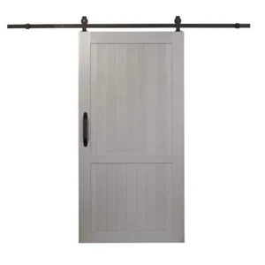 Pinecroft Barn Door W/ Sliding Hardware Kit 42" x 84" H-Style PVC Satin Silver - Picture 1 of 4