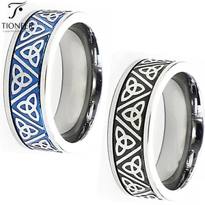 Wolframhartmetall Hochzeitsband Ring keltisch Triquetra Dreieinigkeitsknoten 8 mm kostenlose gravur - Bild 1 von 10
