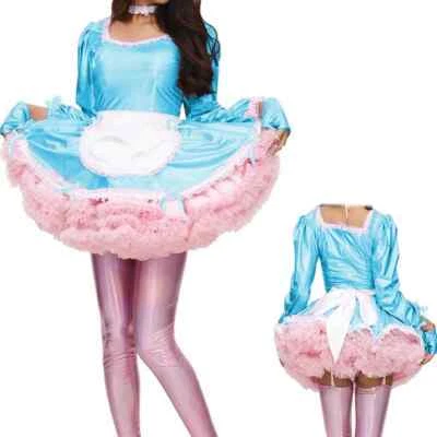 Vestido Sissy Sweet clássico Lolita fantasia avental vestido de empregada doméstica com luvas e decote - Imagem 1 de 4