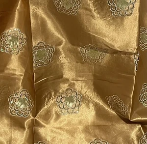 2.5 YARD GOLD Satin Embroidery Multi Sequins  Fabric 36” Width - Picture 1 of 4