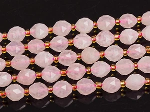 6MM Genuine Natural Pink Rose Quartz Beads Grade AA Rondelle Faceted Loose Beads - Picture 1 of 3