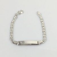 925 Sterling Silver Solid Engraved Baby Curb ID Bracelet 5.5" Christening Gift 