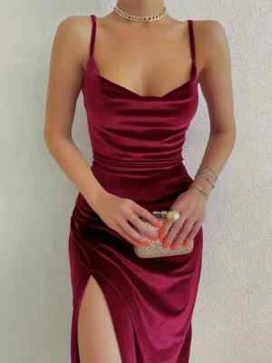 NUEVO EN PAQUETE VESTIDO DE FIESTA BORGOÑA CEÑIDO AL CUERPO TALLA MEDIANA SE ADAPTA A 6-8 Foto 1 de 3