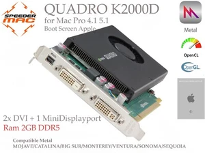  Nvidia Quadro K2000D 2GB DDR5 Apple Mac Pro 4.1 , 5.1 Metal Mojave Sequoia - Photo 1/9