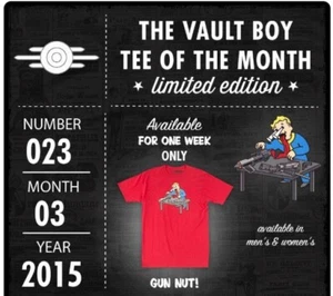 ¡Nuevo! Camiseta Fallout Vault Boy VBotM (#023 "Gun Nut") [Para hombre: Mediana] - Imagen 1 de 3