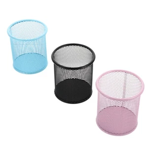 3pcs Iron Wire Mesh Pen Cup Pencil Organizer Desktop Stationery Storage Bucket - Picture 1 of 12