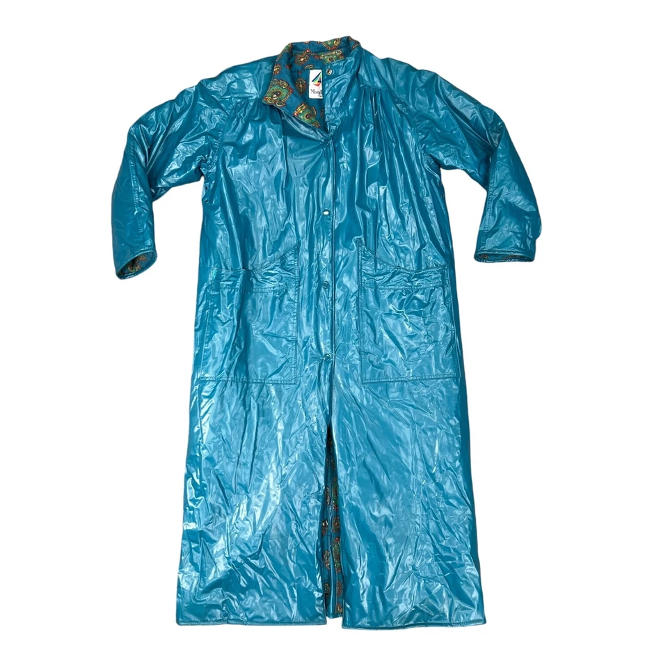 Abrigo de lluvia vintage Misty Harbor para mujer M mediano impermeable botón a presión largo *LEER Foto 1 de 4