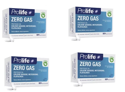 4 PEZZI!! Prolife Zero Gas Integratore Contro Gonfiori e Flatulenza 45 Compresse