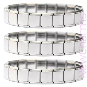 Pulseras de arranque con dije italiano cepillado tres de 13 mm - anchas para hombres/mujeres - Imagen 1 de 2