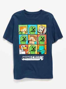 NWT OLD NAVY Boys Minecraft Characters Tee T-Shirt Creeper Steve Pig Duck SMLXL - Picture 1 of 2