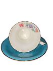 VINTAGE Aynsley TEA CUP & SAUCER - CORSET STYLE - TURQUOISE GOLD & FLORAL
