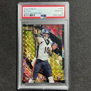 2024 Topps Finest Bo Nix Gold Geometric /25 SP PSA 10 Uncommon Variation RC #163 - Picture 1 of 2