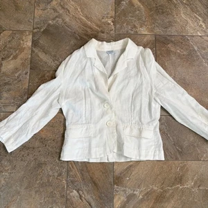 Oasis Linen Blazer Jacket Two Button Front Pockets White Size 14 - Picture 1 of 7
