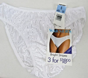 Warners Bright Stripes Underwear White Sz 6 NOS V-KINI - Picture 1 of 4