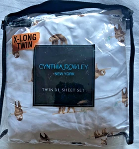 Cynthia Rowley Sloth Microfiber 4pc Twin XL Sheet Set New - Picture 1 of 7