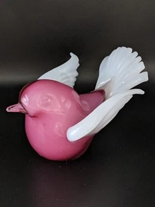 Murano Seguso Pink and White Alabastro Glass Bird Figure - Picture 1 of 14